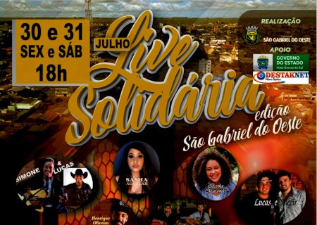 Em parceria com o Governo do Estado, prefeitura de São Gabriel do Oeste realizará Live Solidária com artistas locais
