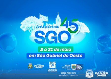São Gabriel do Oeste celebra 45 anos com programação especial ao longo de todo o mês de maio